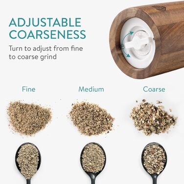 Navaris Salt and Pepper Grinder Set - Spice Grinder Dispenser for Spices - Salt and Pepper Shakers made of Wood - with Tray - for Grinding - Refillable