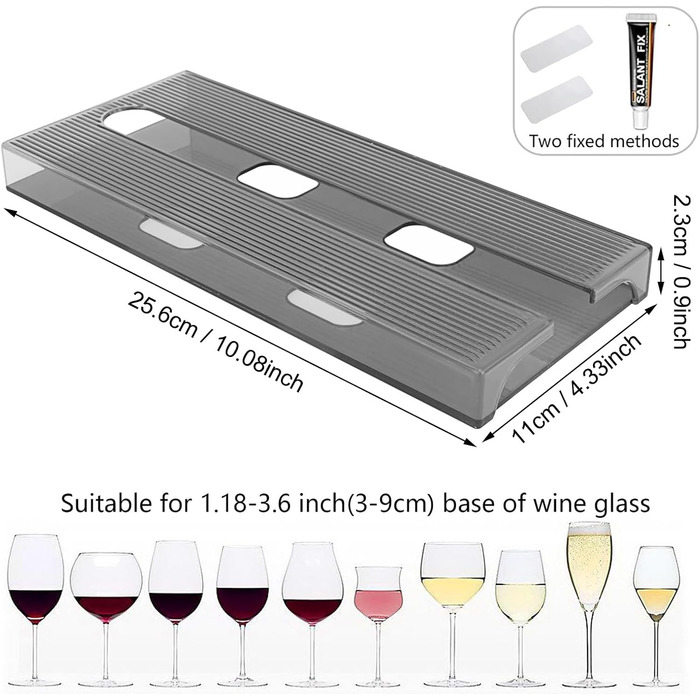 Тримачі для келихів вина SAMSYOKI (4 шт.) - підвісні, самоклеючі, для кухні, бару, ресторану (сірий)