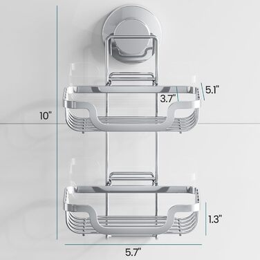 TAILI Shower Soap Dish with Drain and Hook, MAX Holds 5 KG, Stainless Steel Soap Dishes No Drilling Required, Bathroom Soap Holder Wall Mount, Double Soap Holder with Suction Cup, Sponge Holder, Silver