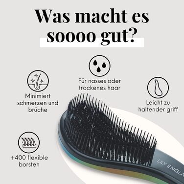 Щітка для волосся Lily England для розплутування, преміум-якість для салону, створення зачісок. Підходить для тонкого, густого, кучерявого, сухого, мокрого волосся та дітей (Petrol, 1 шт.)