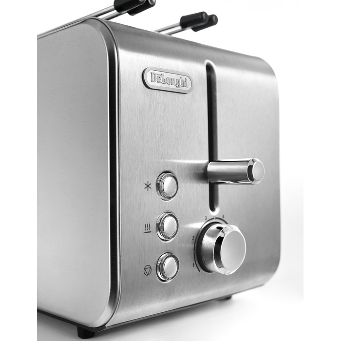 Тостер De'Longhi CTX2203.S: 3 функції, регулювання ступеня прожарювання, з тацею для крихт, 550 Вт, срібний