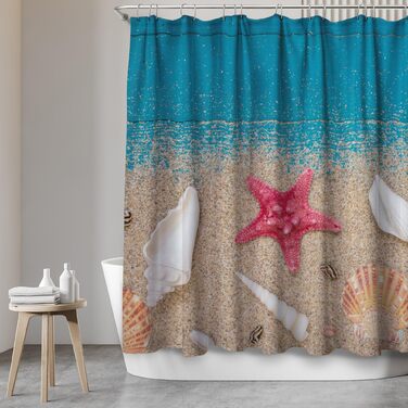 Штора для душу Red Star 180x200 см, водонепроникна, з кільцями (12 шт.), антибактеріальна, з малюнком для ванни та душу, сертифікат Öko-Tex