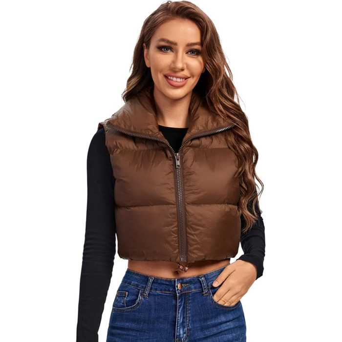 Степлена жилетка Fuinloth Daen Weste з коротким коміром для зими та перехідного періоду (38-40, Коричнева)