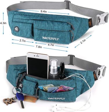 WATERFLY Поясна сумка на пояс для жінок та чоловіків: стильна сумка через плече для спорту, бігу, дресирування собак, подорожей (Peacock Blue)