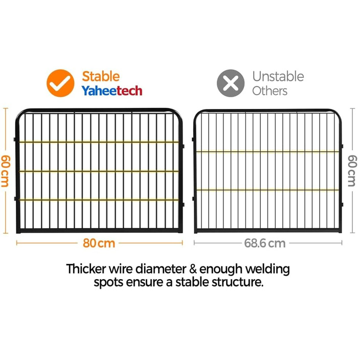Вольєр для цуценят Yaheetech на 16 панелей, 80x60 см, чорний