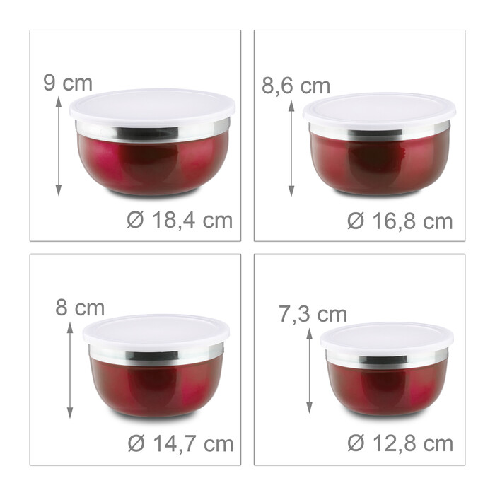 Relaxdays Bowl Set with Lid, 4-Piece