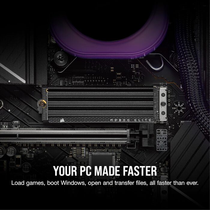 SSD CORSAIR MP600 ELITE 1TB M.2 PCIe Gen4 x4 NVMe з радіатором - Швидкість 7000 МБ/с, 3D TLC NAND, Чорний