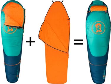 Дитячий спальний мішок Trollkids Femund 3in1, зелений, універсальний розмір