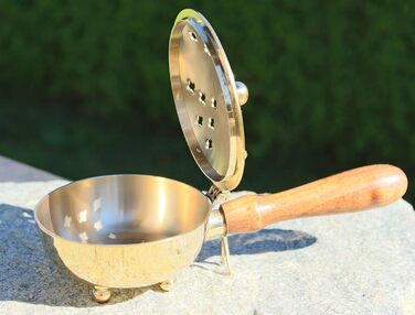 Smoking Pan Set, 5-Piece - Incense Burner for Burning Incense, Resins, including Incense, Charcoal, Sand, Tongs (Gold/Brass)