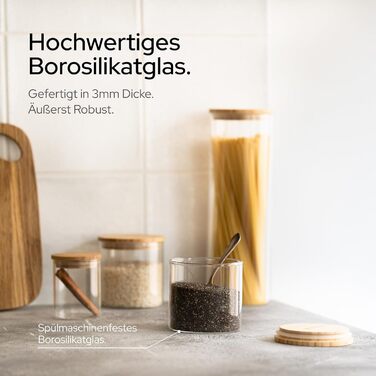 Скляні банки KIVY для зберігання з кришкою, 4 шт. по 600 мл - герметичні контейнери для кухні