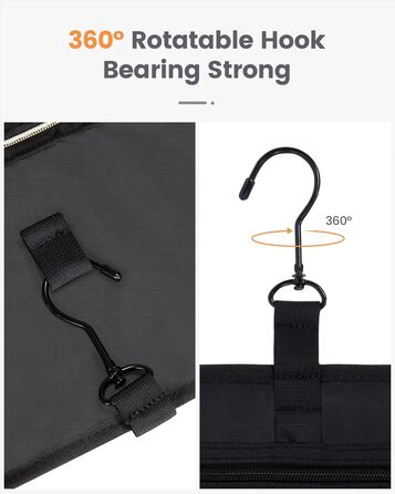 Сумка для косметики OVEVOOK чорна з відділенням для прикрас (M-Update) - водонепроникна, з гачками