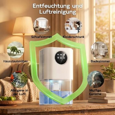 Електричний осушувач повітря 1800 мл, енергозберігаючий, для спальні та ванної кімнати, 22,5W, тихий, з режимом сну, таймером, автовимкненням (580 мл/день)