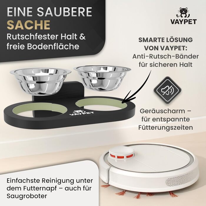 Підвищений годівниця для котів Doppel-Katzennapf: не потребує свердління, зручна, з нержавіючої сталі, чорний