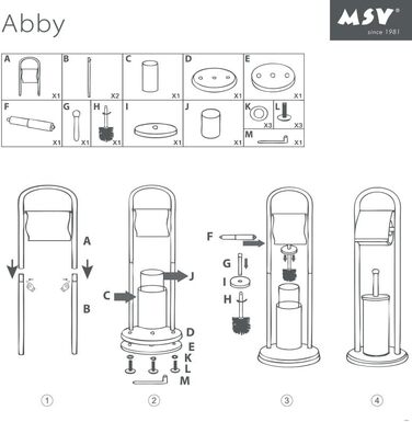 Набір для унітазу MSV Bad Serie Abby з висувним контейнером для щітки, чорний