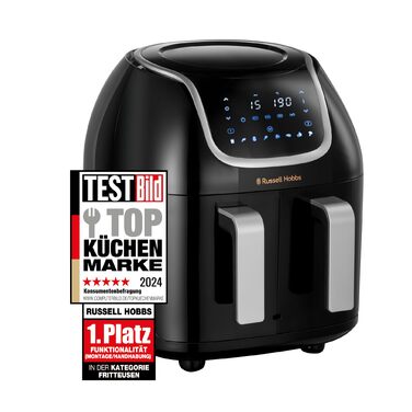 Фритюрниця електрична Russell Hobbs подвійна 8.5л з технологією Rapid Air Fryer, 8 програм, сенсорний екран, кошики 4.25л, посудомийна безпека 27290-56S