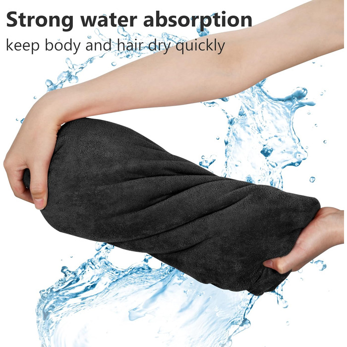 Surf Poncho Hooded Changing Towels Quick Dry Beach Change Robe for Adults Men Women Waterproof and Sandproof Bathrobe for Surfing Swimming Bathing Oversized Black