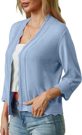 Жакет-кардиган жіночий літній з рюшами GRECEREE. Боеро, світло-блакитний, розмір S