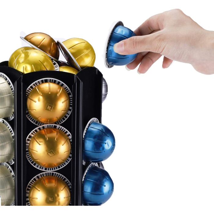 Тримач для капсул Vertuo: органайзер для 50+ капсул Nespresso Vertuo, чорний металевий, стандартний