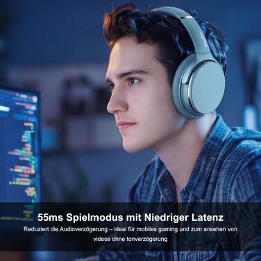 Бездротові навушники Srhythm NC25 з активним шумозаглушенням (ANC), Bluetooth, Hi-Fi звук, глибокий бас, NFC, вбудований мікрофон, складані (М'ятно-зелений)