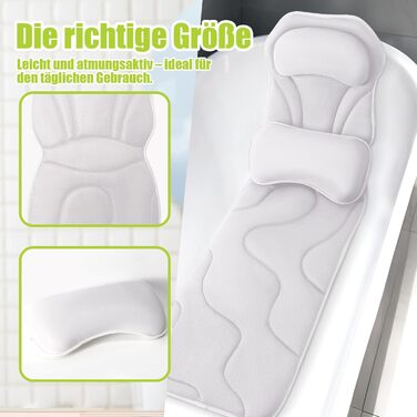 Подушка для ванни Vollkörper для тіла, спини, голови та шиї. Швидковисихаюча біла подушка для ванни – комфортне купання.