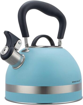 Чайник Kinghoff 1.8L з нержавіючої сталі, Induktion, з свистком, матовий синій, KH-1857