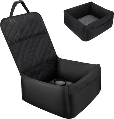 Автомобільний лежак для собак 2-в-1, чорний. Зігсвіт, з ременями безпеки, вбираючою підстилкою та знімним чохлом. Для маленьких собак