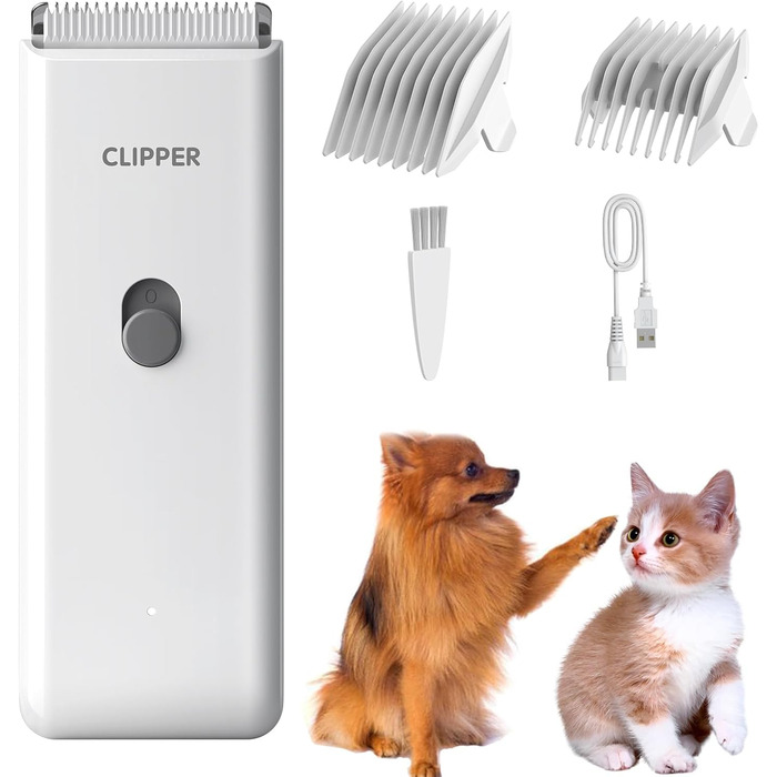 Професійна машинка для стрижки собак та котів, тиха, з керамічним лезом, електрична, водонепроникна (IPX7), зелена (Стандартний набір)