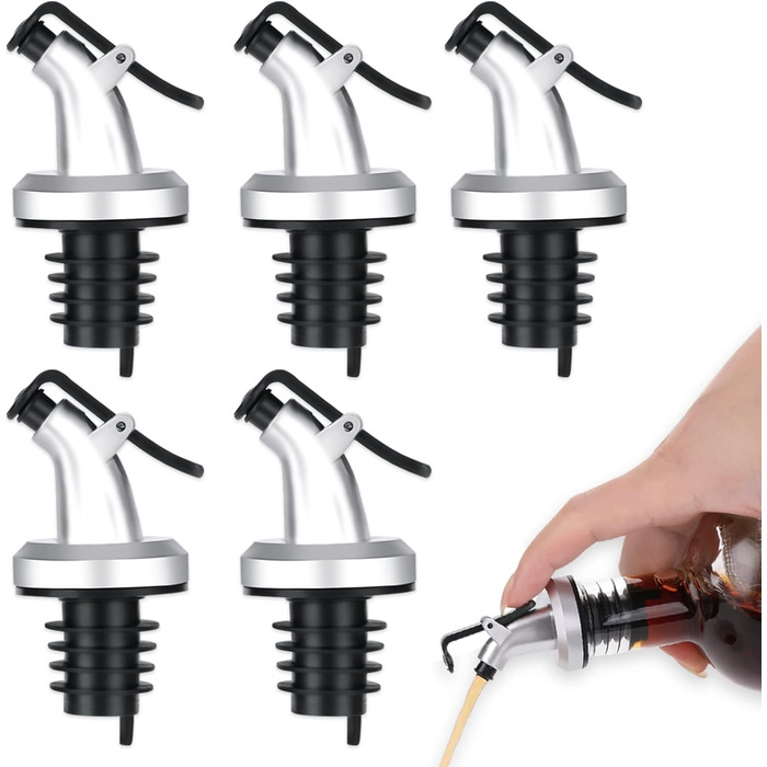 Наливайчики для пляшок Abeillo (5 шт.) - не проливають, для олії, вина, лікеру, оливкової олії, кухні та бару, з нержавіючої сталі