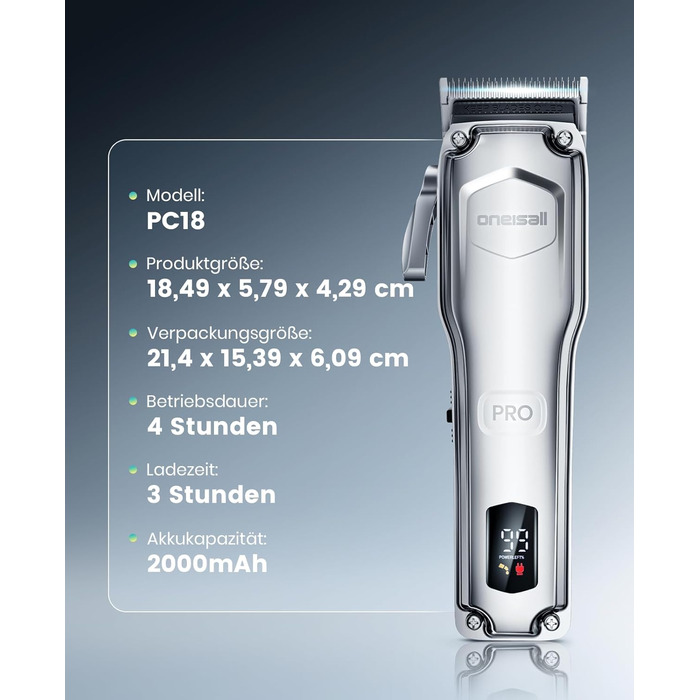 Професійна тиха машинка для стрижки собак Oneisall з довгим хутром та густою шерстю, знімні леза з нержавільної сталі, для собак, котів, коней, час роботи 4 години