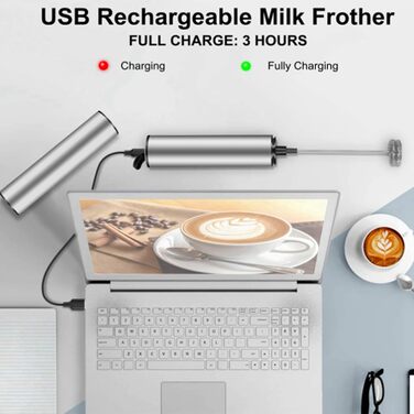 3X Ручний електричний спінювач молока, USB зарядка, вінчик для кави, збивач для яєць, для гарячого шоколаду