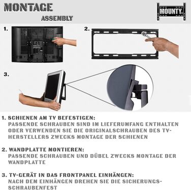 Універсальний настінний кронштейн для ТБ MOUNTY MY151, нахильний, до 100 кг, VESA до 600x400мм, для OLED, QLED, LED, Plasma, Curved 4K UHD моніторів та телевізорів
