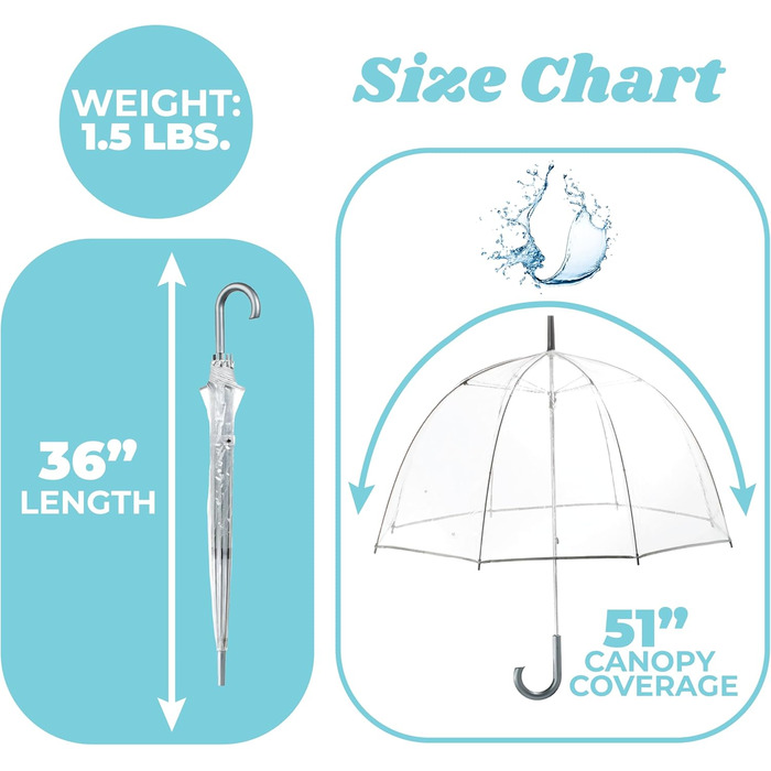 Women's Transparent Umbrella with White and Black Dots - One Size