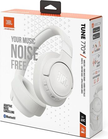 Навушники JBL Tune 770 NC – Бездротові, з активним шумозаглушенням, складні, до 70 годин роботи, швидка зарядка, білі