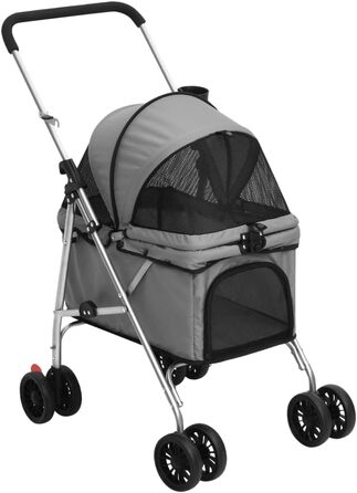 Візок для собак VidaXL, складаний, 76x50x100 см, сірий, Oxford-тканина
