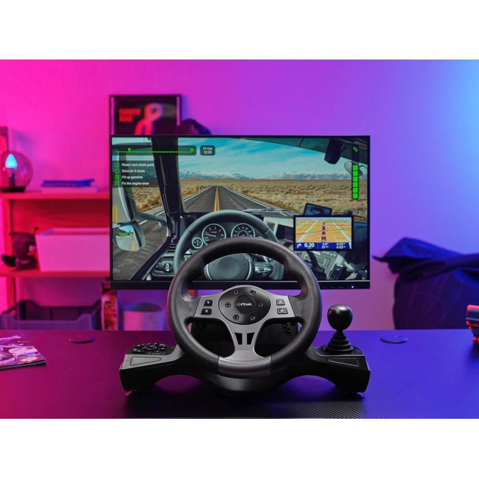 Руль для гонок Trust GXT 289 Movi з педалями та перемикачами швидкостей, сумісний з PC, Xbox Series X/S, PS4, Nintendo Switch