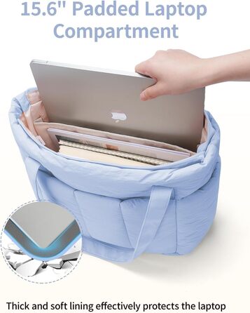 Сумка жіноча Narwey Shopper велика, легка - робоча сумка, сумка для навчання, сумка на плече, сумка-тоут з багатьма кишенями (Синя)