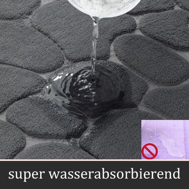 Набір килимків для ванної кімнати chakme (2 шт), пам'ятна піна Cobblestone, протиковзні та абсорбуючі килимки для ванної та туалету, темно-сірі