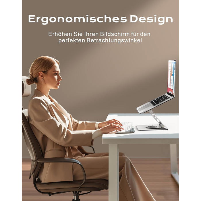 Регульована підставка для ноутбука 360° - ергономічна, до 16 дюймів, сумісна з MacBook Air/Pro