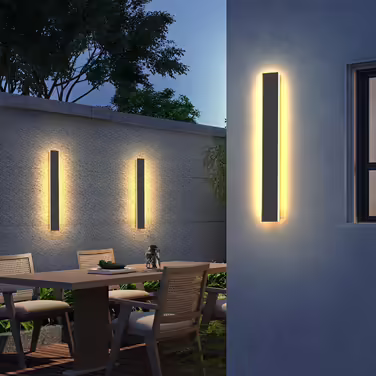 Long Villa Wall Lamp Black, Waterproof Outdoor Wall Light IP65, Aluminum Acrylic Outdoor Lamp for Gardens, Terraces, Bedrooms, Living Rooms, Indoors, 30cm/12w, Warm Light
