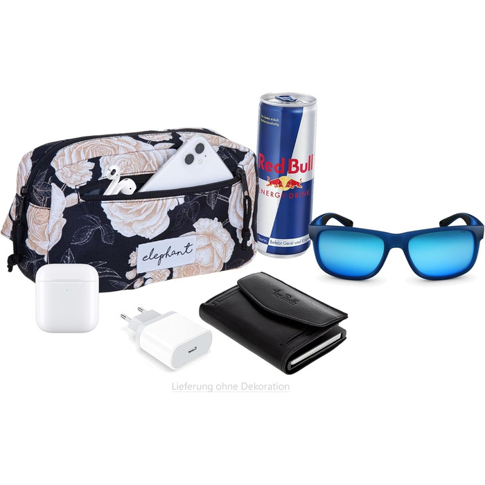 Сумка на пояс (фенні-пак) для жінок та чоловіків, велика, чорна з квітковим принтом, 13021