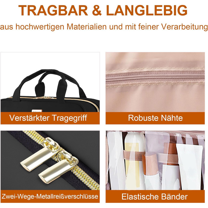 Чоловіча/Жіноча косметичка-органайзер для подорожей з прозорим відділенням, для зберігання косметики та туалетних аксесуарів, чорного кольору