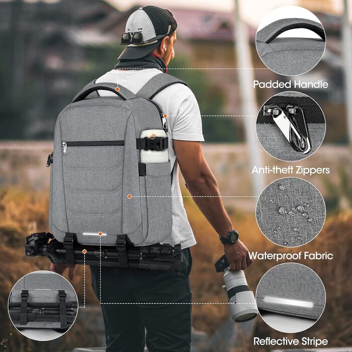 Сумка для камери RAINSMORE – рюкзак для фотографів з відділенням для ноутбука 15.6 дюймів, сумісний з Nikon, Canon, Sony