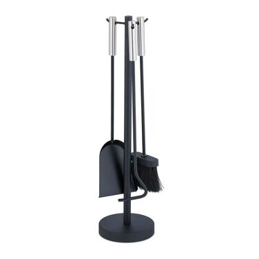 Relaxdays 4-Piece Fireplace Set in Black