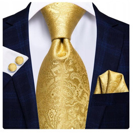 Елегантний набір: синтетична шовкова краватка, затичка та кишенькова хустка з жакардовим візерунком