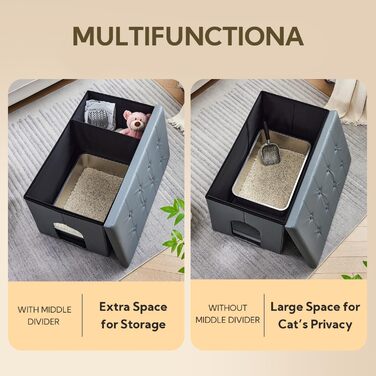 Шафа-комод для котячого туалету MEEXPAWS XL 90x50x50 см, сіра, прихована котяча вбиральня, меблі для кота, з сидінням, для лотка, преміум якість
