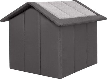 Будинок для собак та котів середнього розміру - знімний дах, для дому - сірий з графітом, 60 x 55 x 60 см [R4 / XL]