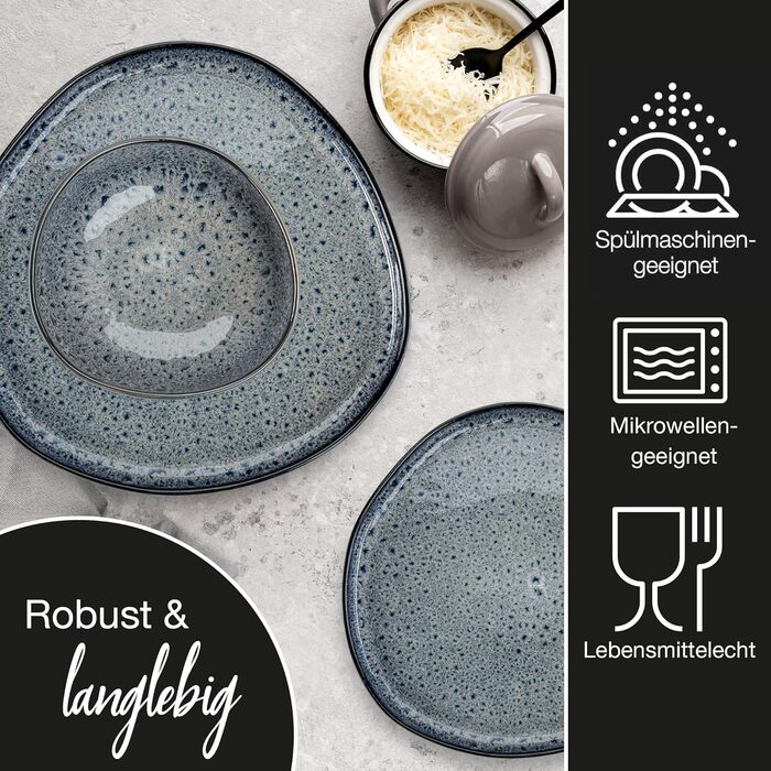 Набір органічних мюслі-мисок Moritz & Moritz (6 шт.), сірий колір, 500 мл, кераміка, сучасний дизайн, стійкі до миття в посудомийній машині