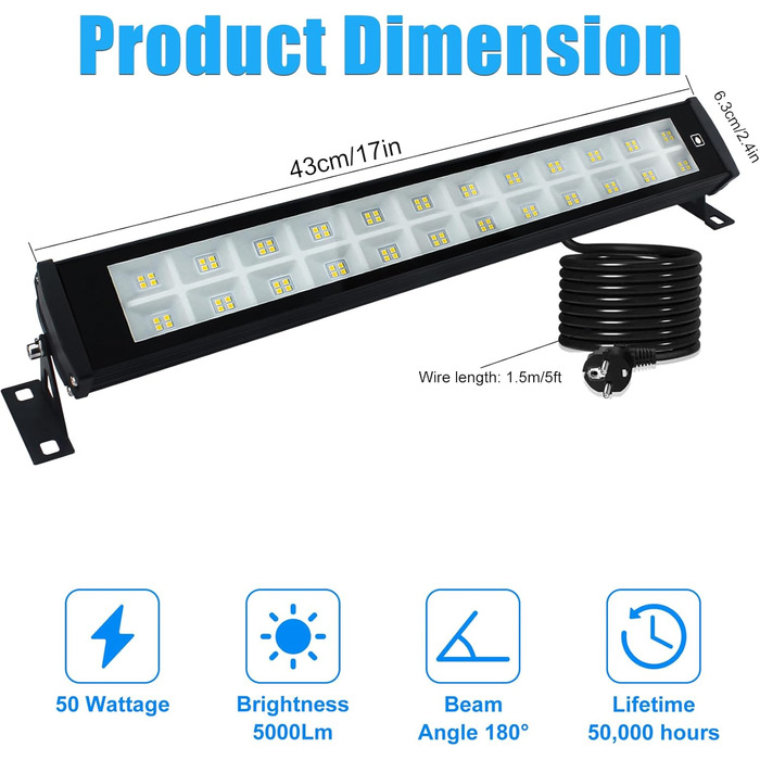 LED Flood Lights Outdoor 50W, 2 Pack 50000LM Wallwasher 3000K Warm White Spotlights IP66 Waterproof Outdoor Lights Floodlights for Gardens Courtyards Hallways Doors Hotel