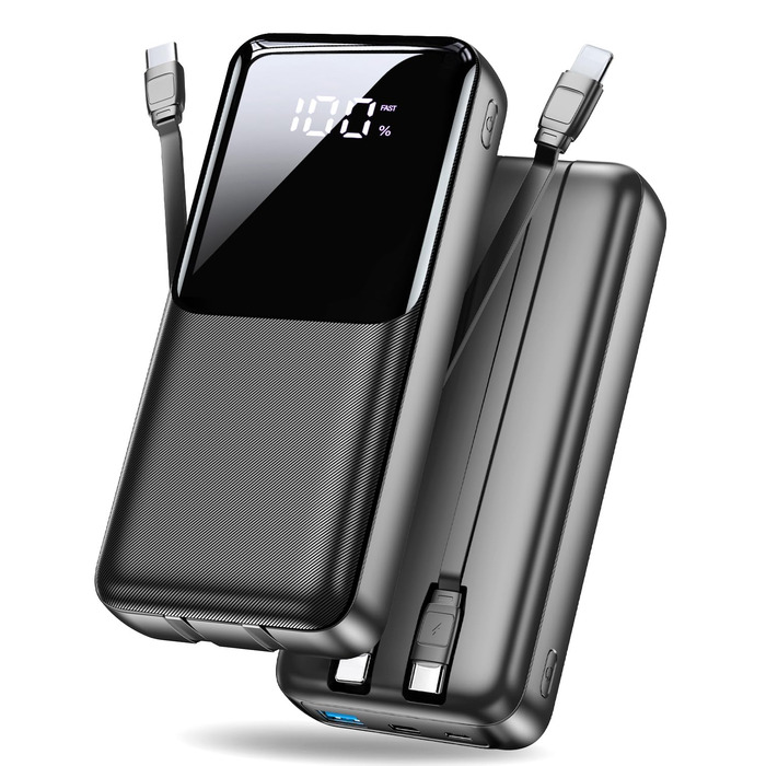 Power Bank 40000mAh 22.5W PD USB-C: Зовнішній акумулятор з 3 портами та 2 кабелями, сумісний з iPhone, Android