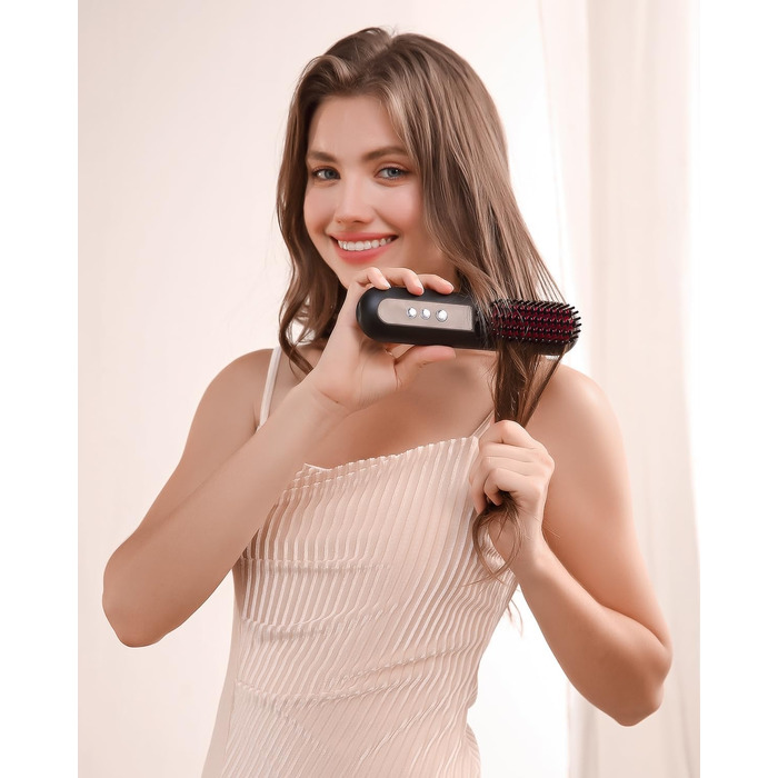 CARER SPARK Бездротова випрямляч для волосся з акумулятором 10000mAh, швидкий нагрів за 30 секунд, 80 хвилин роботи, мільйони негативних іонів, портативна міні-щітка для подорожей, 9 температурних режимів, захист від перегріву, швидке укладання